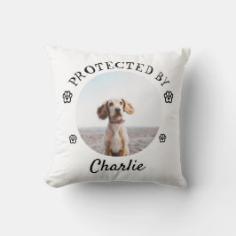 Coussin Protected By Dog Photo Paw Print Design