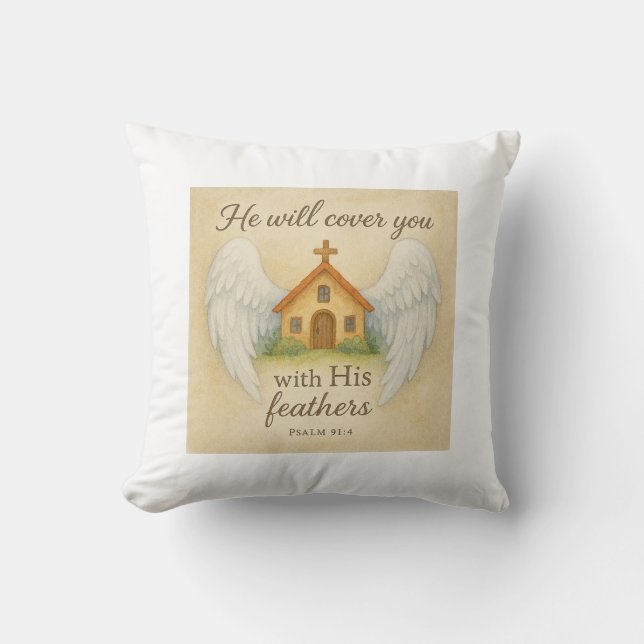 Coussin "Protégé par ses ailes" (Recto)