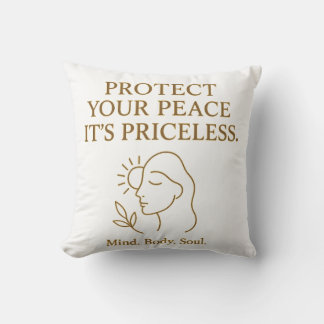 Coussin Protégez Votre Paix — Citation Minimaliste de Soin