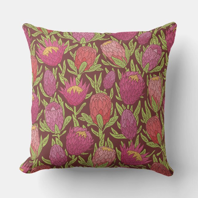 Coussin Protéines roses foncées et violettes Tropica Jetez (Recto)