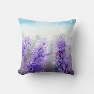Coussin Provence Lavande : Vintage aquarelle