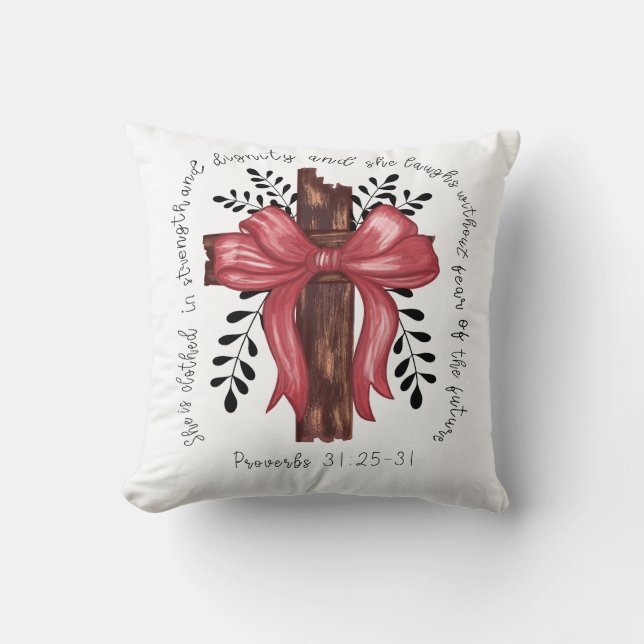 Coussin Proverbes 31 : 25-31 (Recto)