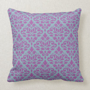 Coussin Prune de motif de répétition de damassé de roul