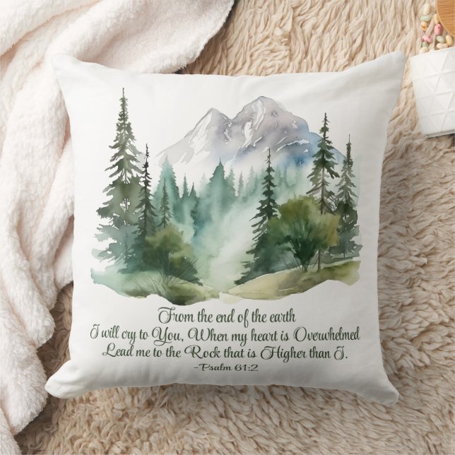Coussin Psalm 61:2 Lead me to the Rock Scripture Mountain (Couverture)