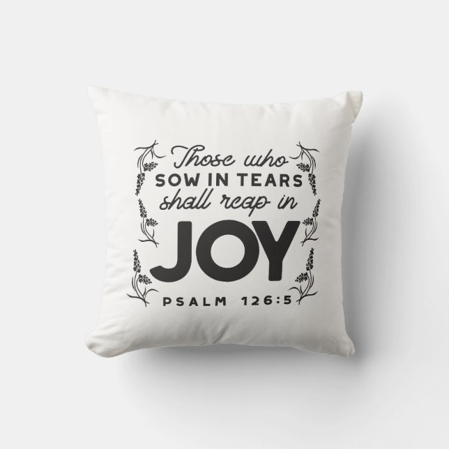 Coussin Psaume 126:5 Typographie des Écritures – Moisson d (Recto)