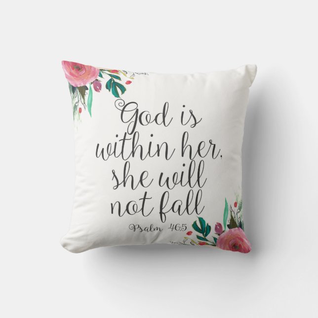 Coussin Psaume 46:5 Dieu est en elle, Écriture de la Bible (Recto)