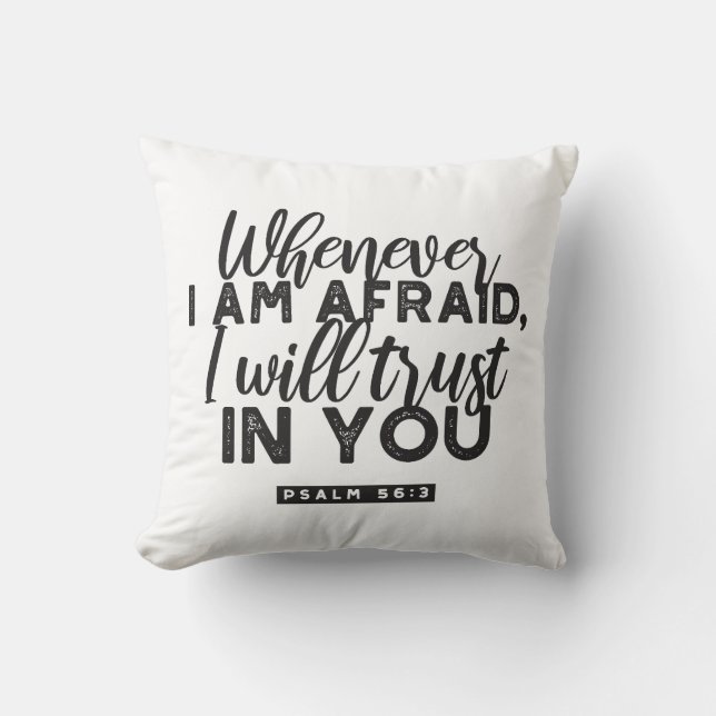 Coussin Psaume 56:3 Bible Verse Art "Je ferai confiance en (Recto)