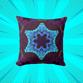 Coussin Psychédélique Mandala Flower bleu et violet