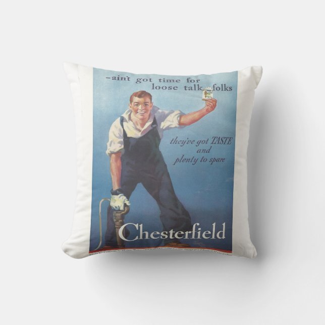 Coussin Publicité Chesterfield Cigarettes vintage (Recto)