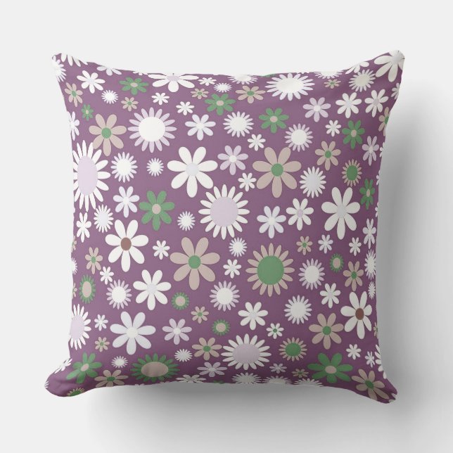 Coussin Puissance des fleurs violettes (Recto)