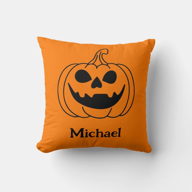 Coussin Pumpkin Face Jack O Lantern With Name (Recto)