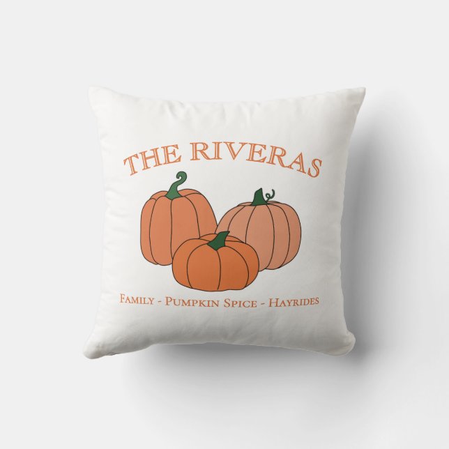 Coussin Pumpkin Logo Family Name Autumn Home Decor (Verso)