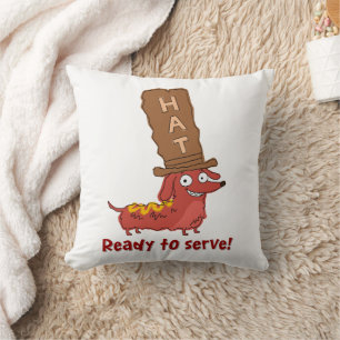Coussin Pun de hot dog teckel