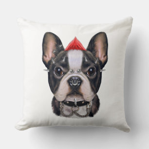 Coussin Punk Rock Style Français Bulldog Pour Amoureux des