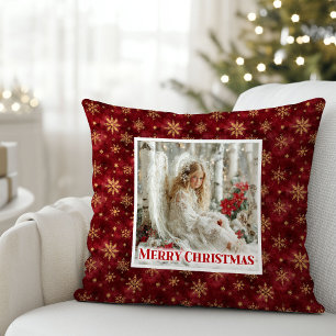Coussin Pure Rouge et Or Ange Art Noël Victorien