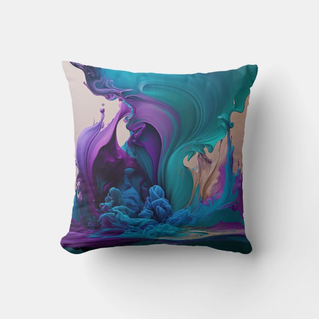 Coussin Purple Aqua Turquoise Belle Flûte Abstraite (Recto)