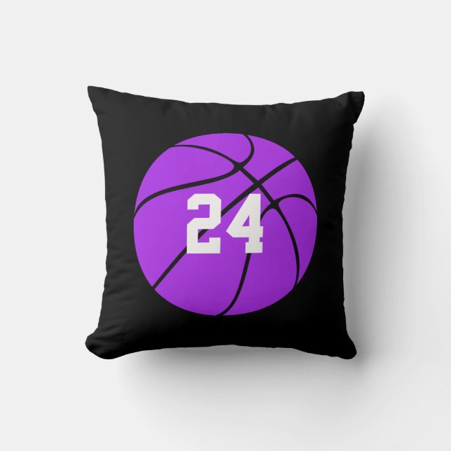 Coussin Purple Basketball Personnalisé Nom du joueur Jeu O (Recto)