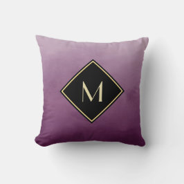 Coussin Purple Brossé Élégant Avec Monogramme Or Simple