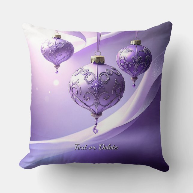 Coussin Purple Christmas Ball Holiday Throw Pillow (Recto)