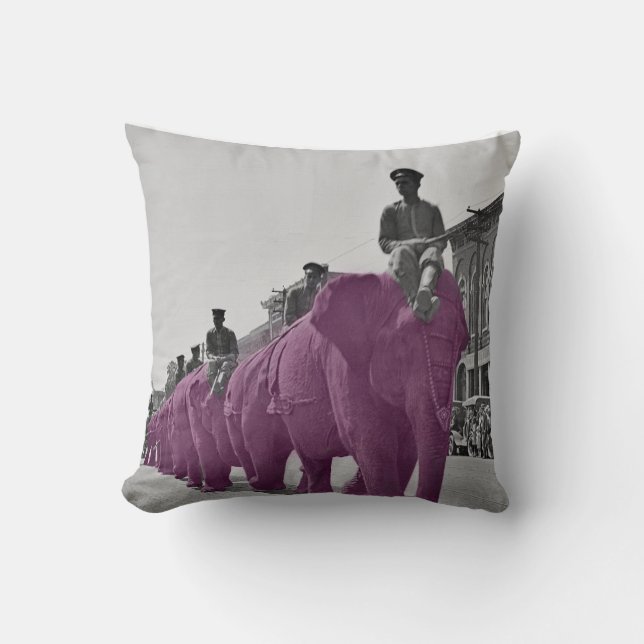Coussin Purple Elephant March Circa 1920's Circus Parade (Recto)