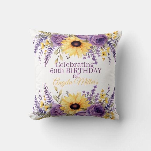 Coussin Purple floral 60th birthday party (Recto)