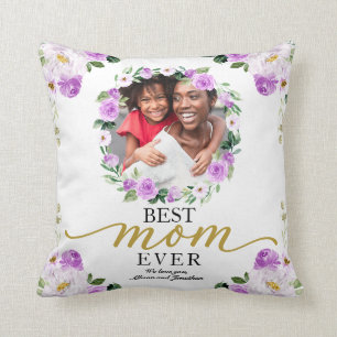Coussin Purple Floral Wreath Meilleure Maman Jour des mère