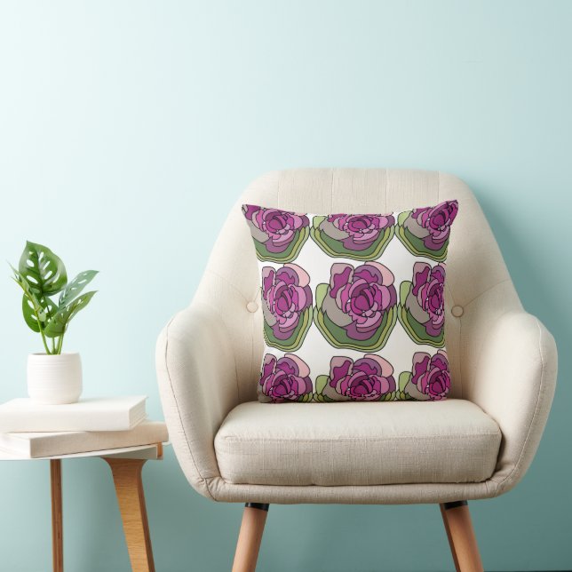 Coussin Purple Green Flower Floral (Chaise)