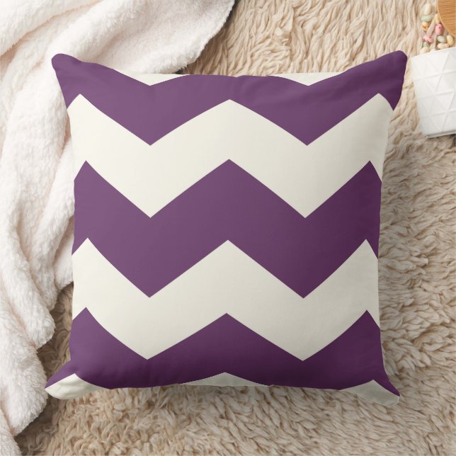 Coussin Purple moderne Zig Zag Chevron Motif (Couverture)