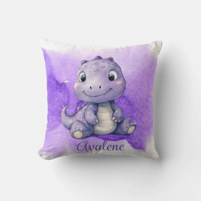 Coussin Purple Peinture mignonne Dinosaur fille Baby showe (Recto)