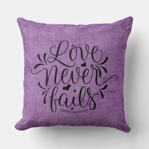 Coussin Purple Suede amour ne tombe jamais en panne Jeter 