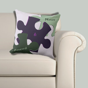 Coussin Puzzle amusant violet vert Nature & Renouveau