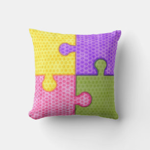 Coussin Puzzle de couleur vive PIèces