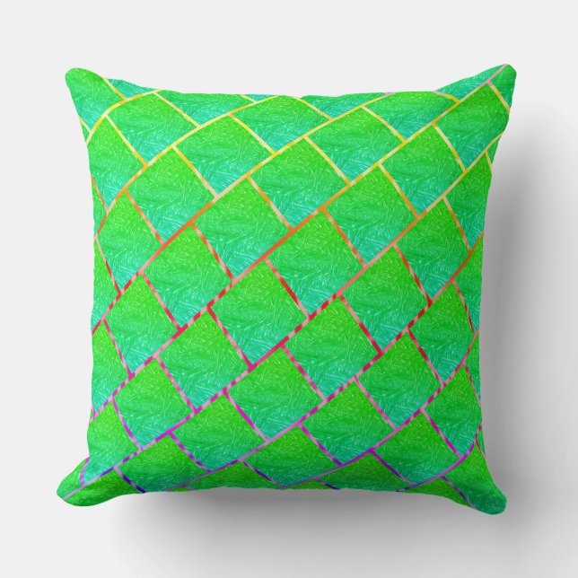 Coussin Quadrados verde azulados, linhas DE 3 coeurs. (Recto)