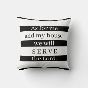 Coussin Quant à moi et ma maison rayures noir et blanc