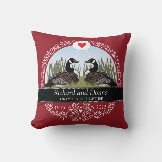 Coussin Quarantième anniversaire de mariage personnalisé, (Recto)