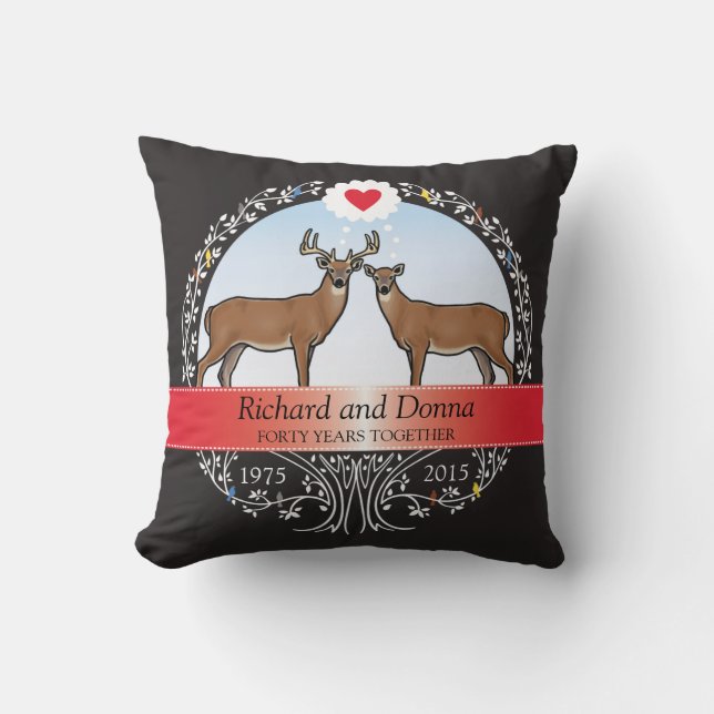 Coussin Quarantième anniversaire, mâle et daine de mariage (Recto)