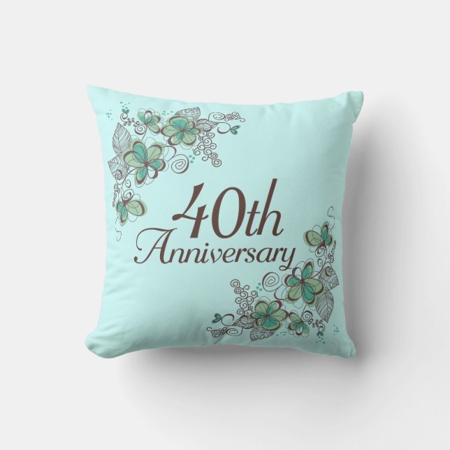 Coussin quarantième Carreau de cadeau d'anniversaire (Recto)