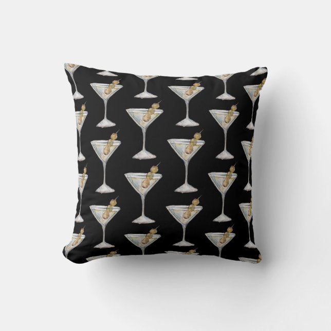 Coussin Quarantini Martini Cocktail Motif noir (Recto)