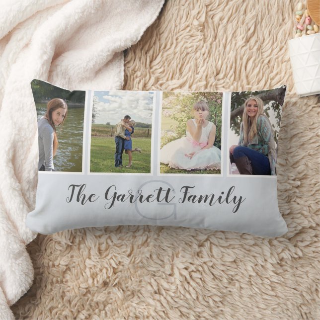Coussin quatre photos nom de famille personnalisé  (Couverture)