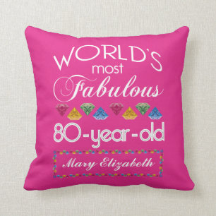 Coussin quatre-vingtième Anniversaire la plupart de rose