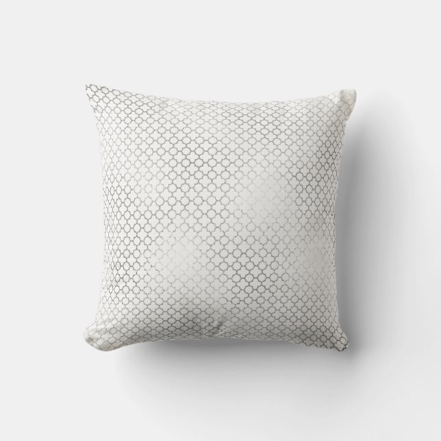 Coussin Quatrefoil Art Déco Blanc Delicé Géométrique Glam (Recto)