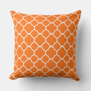 Coussin Quatrefoil Citrouille Orange Fall Home Décor Coton
