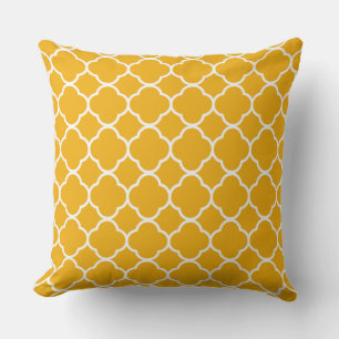Coussin Quatrefoil or jaune blanc treillis Motifs
