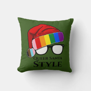 Coussin Queer Père Noël Style Casquette et lunettes de sol