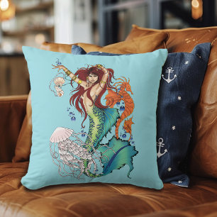Coussin Queue Turquoise de sirène d'Imaginaire