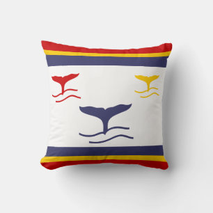 Coussin queues de baleines bleues, jaunes et rouges de la 