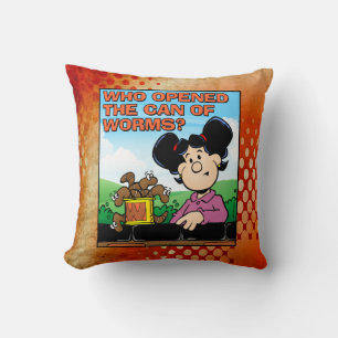 Coussin Qui a ouvert la boîte des vers