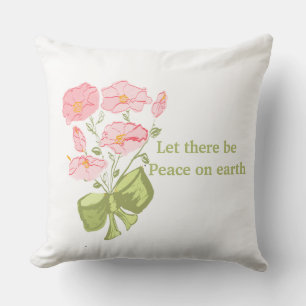 Coussin Qu'il y ait la paix sur Terre - Floral