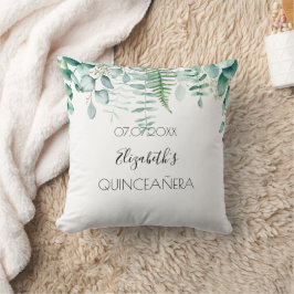 Coussin Quinceanera eucalyptus nom vert élégant