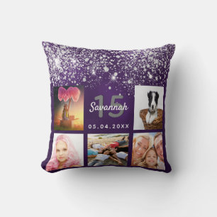 Coussin Quinceanera photo personnalisée parties scintillan